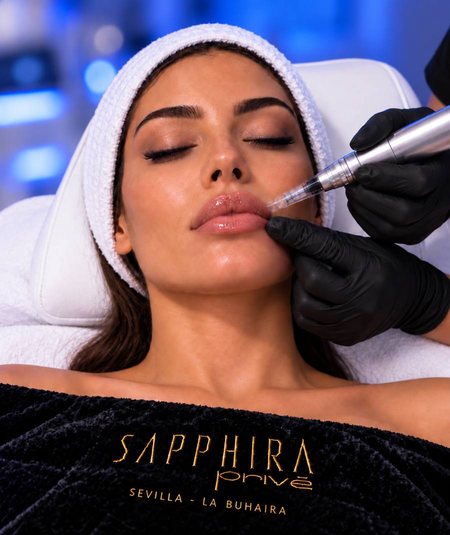 Hidratación de labios con Dermapen en cabina Sapphira Privé