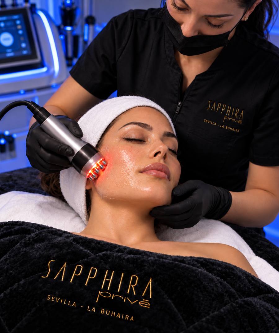 Tratamiento facial de radiofrecuencia en cabina Sapphira Privé