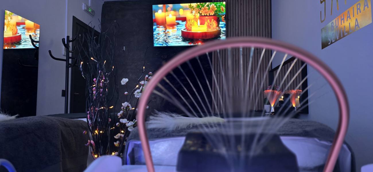 Ritual con el arco japonés en cabina de spa capilar